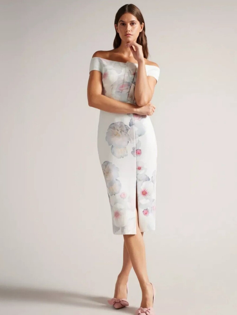 Ted Baker London Lovez Floral Print Bardot Dress